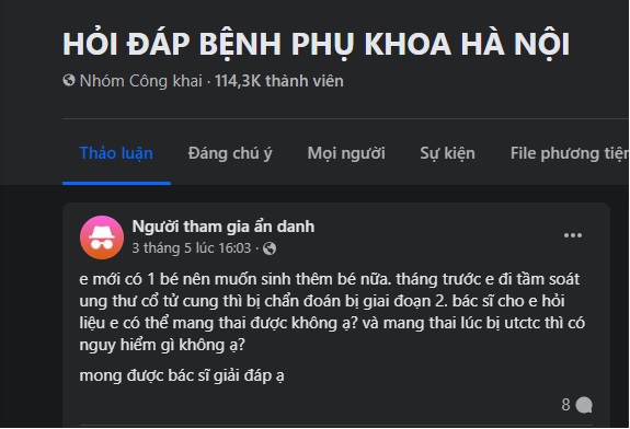 Ảnh minh họa câu hỏi của bệnh nhân.