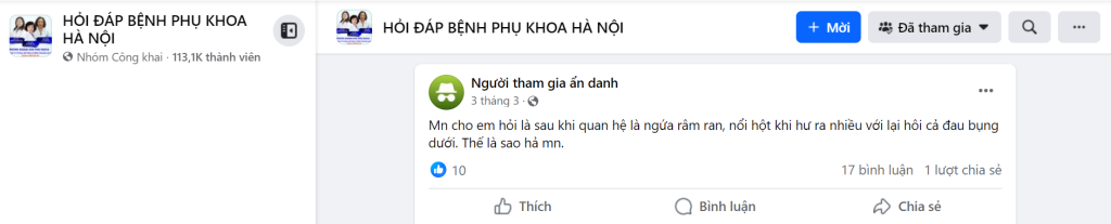 Đau rát ngứa vùng kín sau khi quan hệ