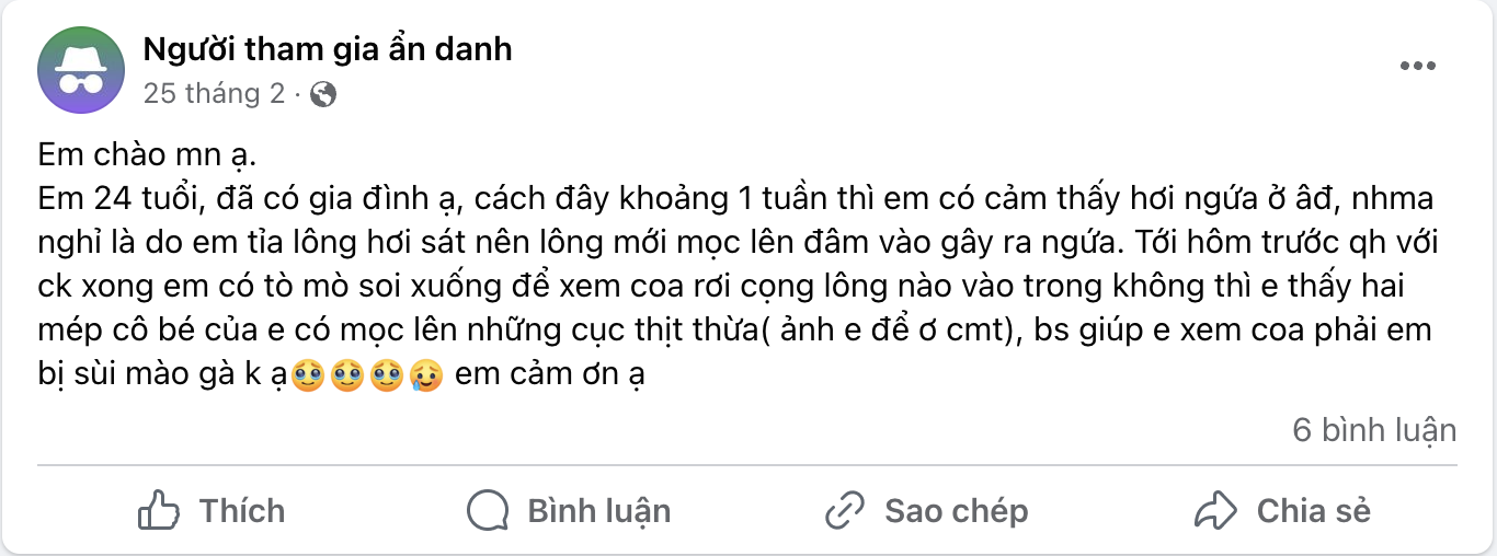 cạo lông vùng kín bị nổi mụn