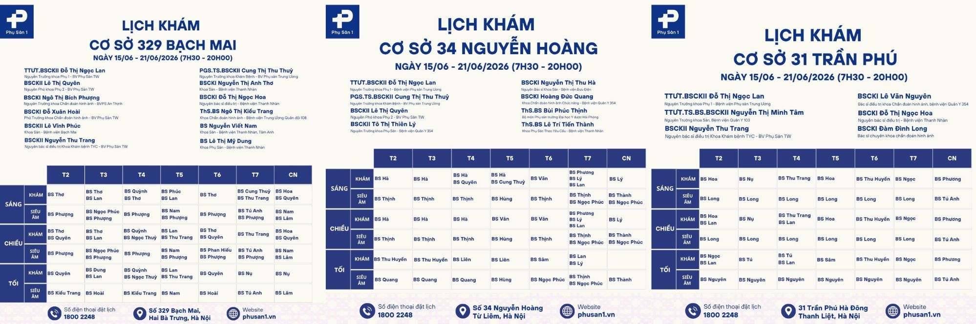 lịch khám phòng khám Phụ Sản 1 13