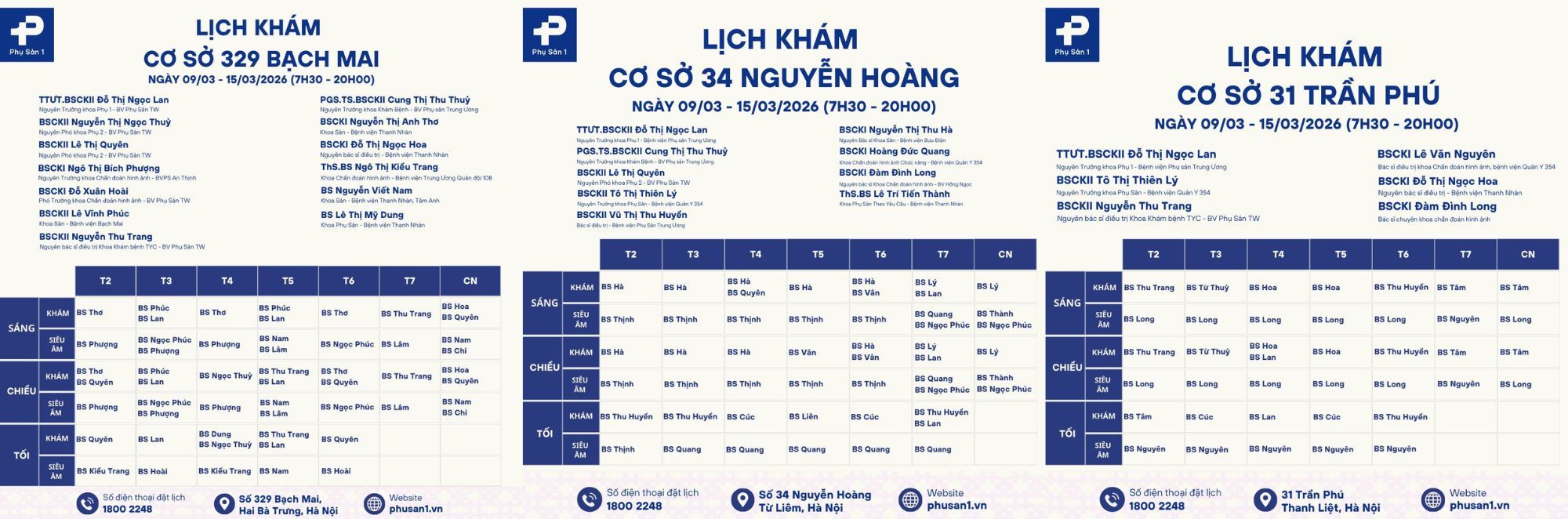 lịch khám phòng khám Phụ Sản 1 5