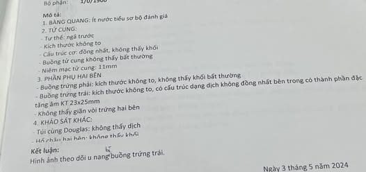 U nang buồng trứng trái có sao không? 2 Hình ảnh do khách hàng ẩn danh cung cấp
