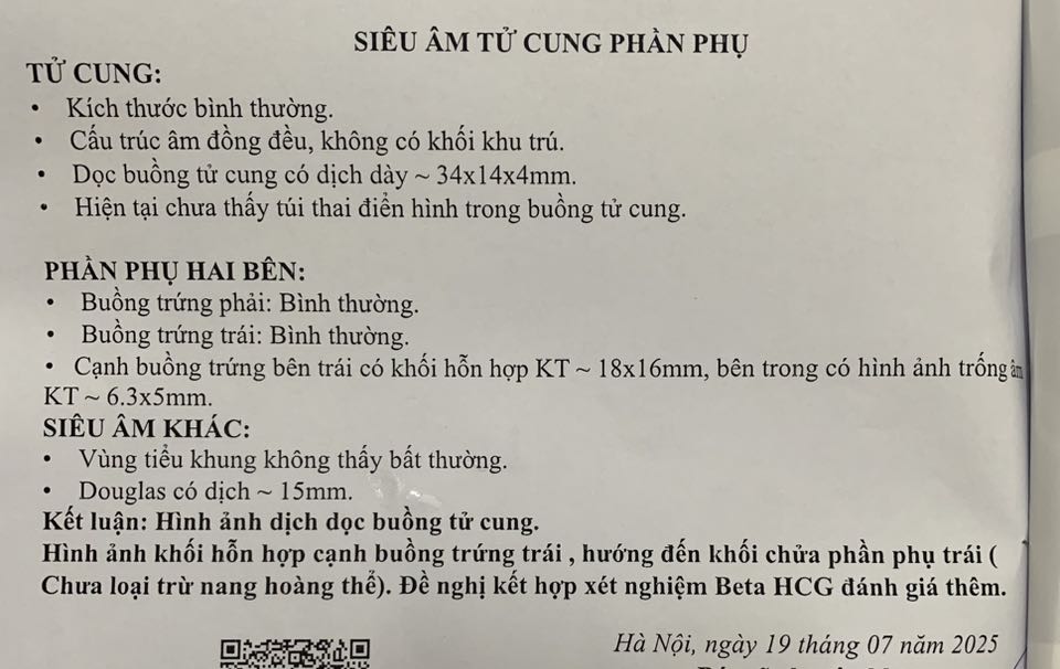 Chửa ngoài tử cung có phải mổ không? 2 Hình ảnh do khách hàng ẩn danh cung cấp