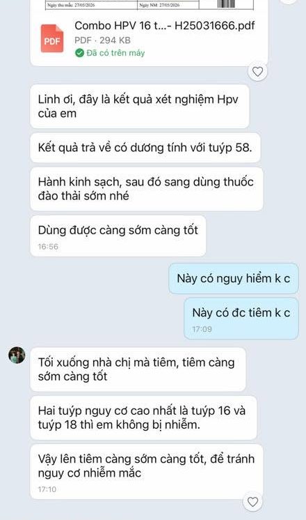 Dương tính HPV 58 có nguy hiểm không và cần làm gì? 2 Hình ảnh minh họa do khách hàng cung cấp